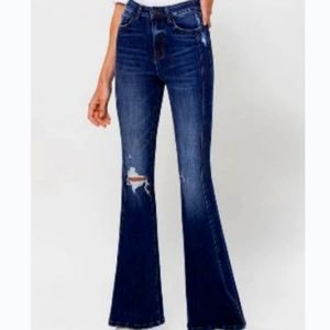 Womens Juniors Jeans Flare Navy blue no boundaries Stretchy